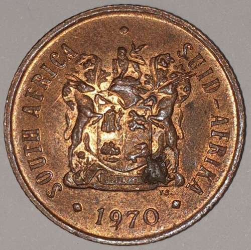 1970 - 2 CENT COIN (TWO CENT COIN) - RSA - BRONZE - KM#83 - BILINGUAL LEGEND - WILDEBEEST